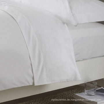Großverkauf 50% Polyester 50% Baumwolle Plain Twin Size Weiß Spannbettlaken für Hotelgebrauch